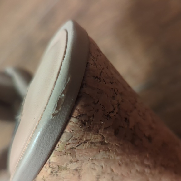 NWOT Steve Madden Nude Braided Double Strap Cork Wedges Size 8 - Picture 8 of 9